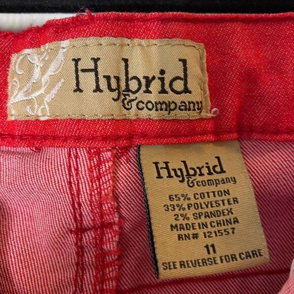 Hybrid & Company Stretch Capri Jeans Red Juniors Size 11 - Picture 6 of 11